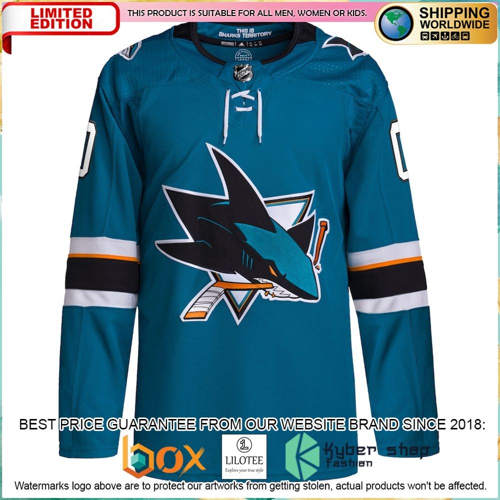 san jose sharks adidas 2021 22 custom teal hockey jersey 2 299