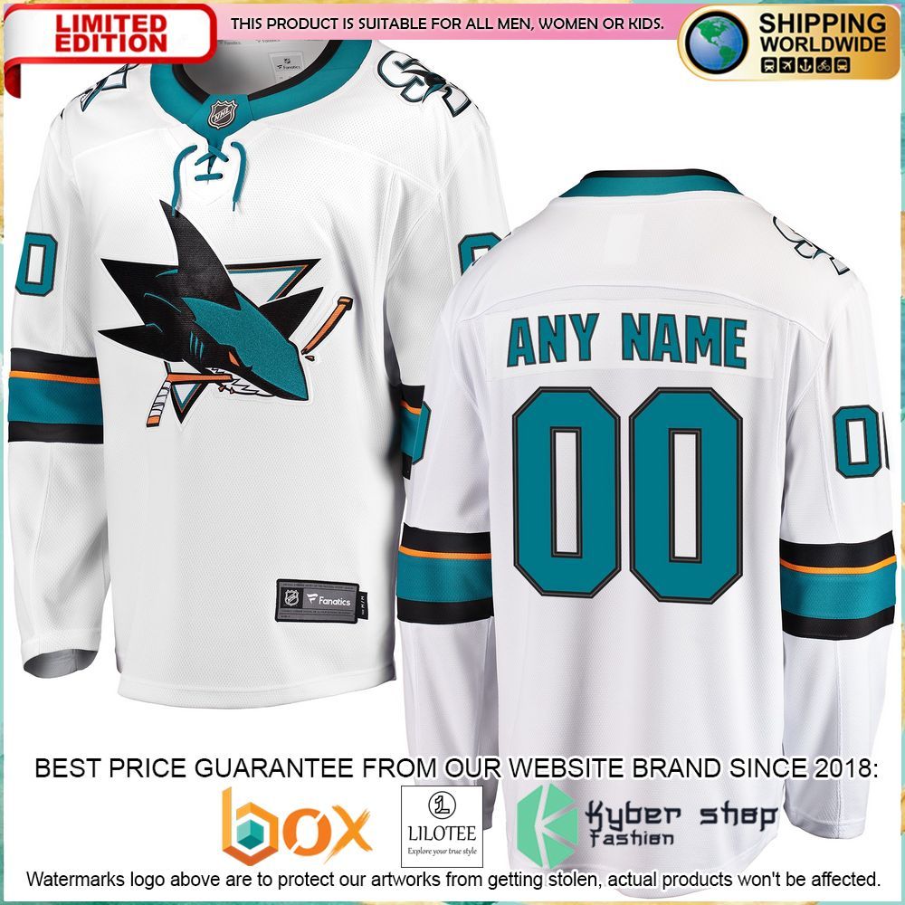 san jose sharks away custom white hockey jersey 1 844
