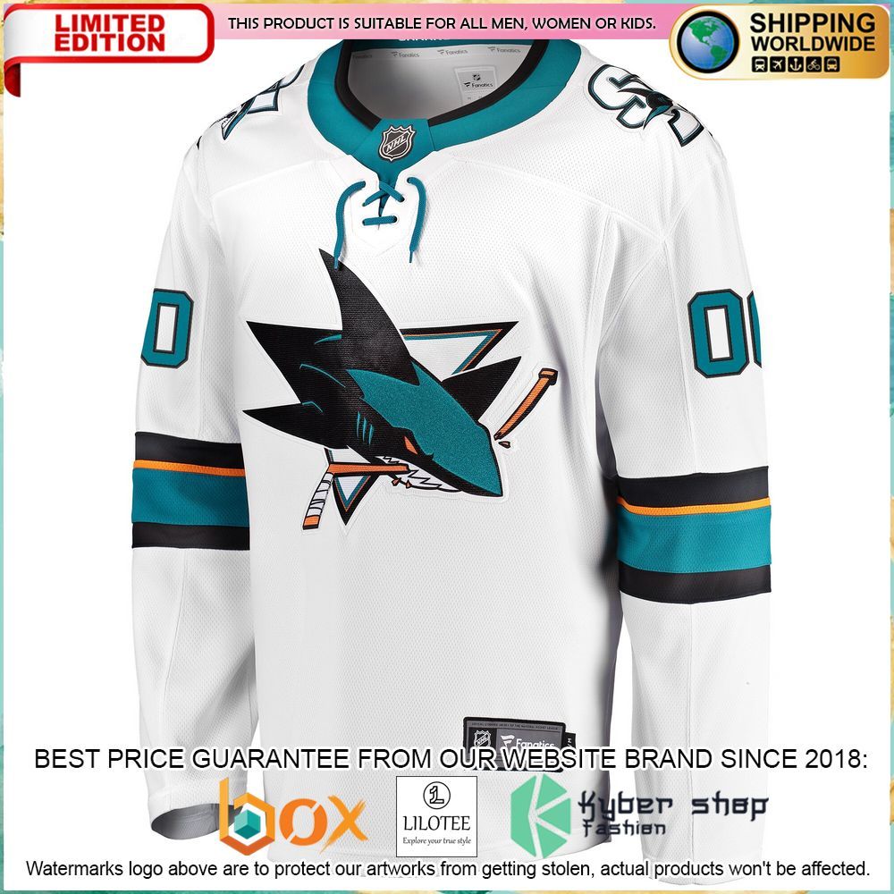 san jose sharks away custom white hockey jersey 2 536