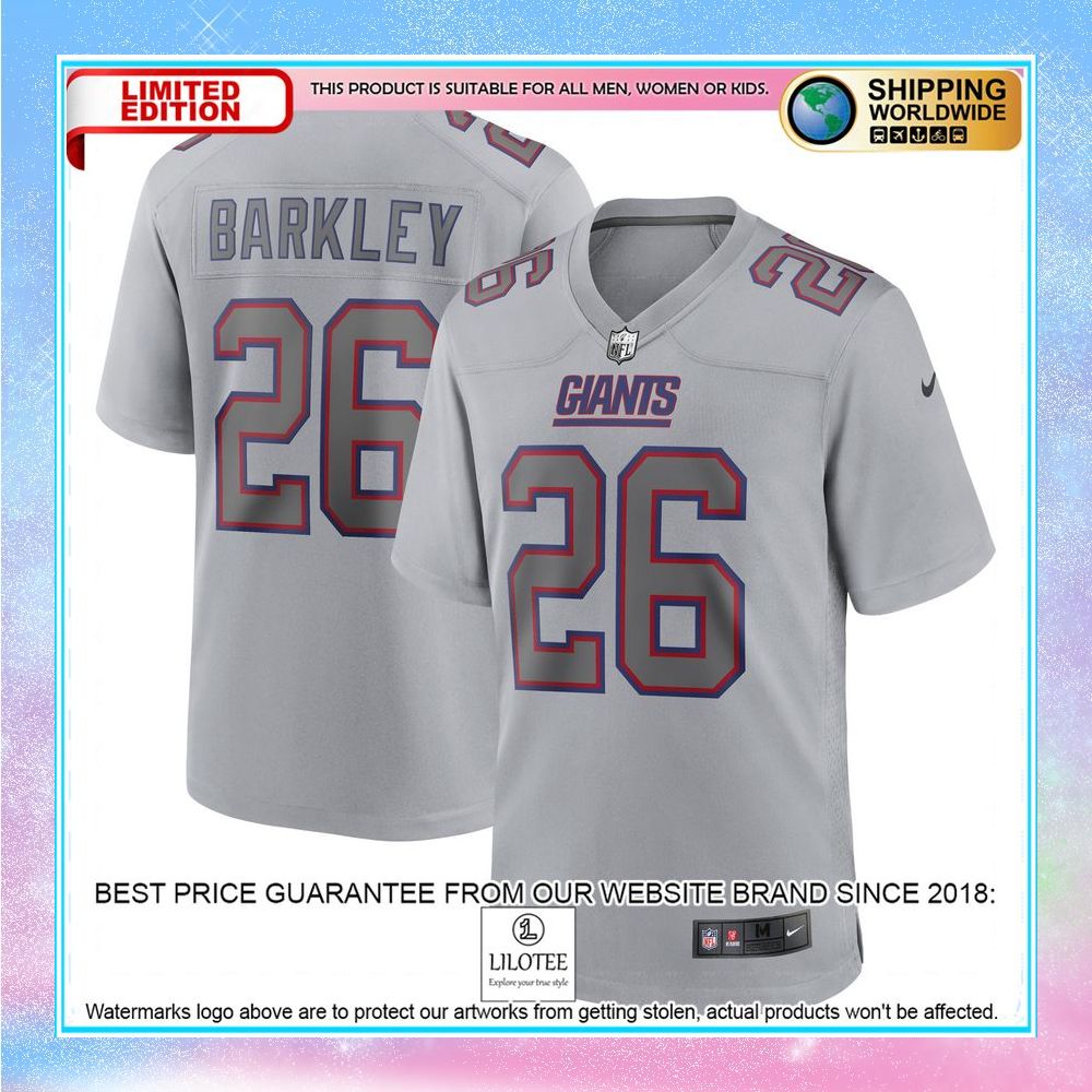 saquon barkley new york giants atmosphere fashion gray football jersey 1 124