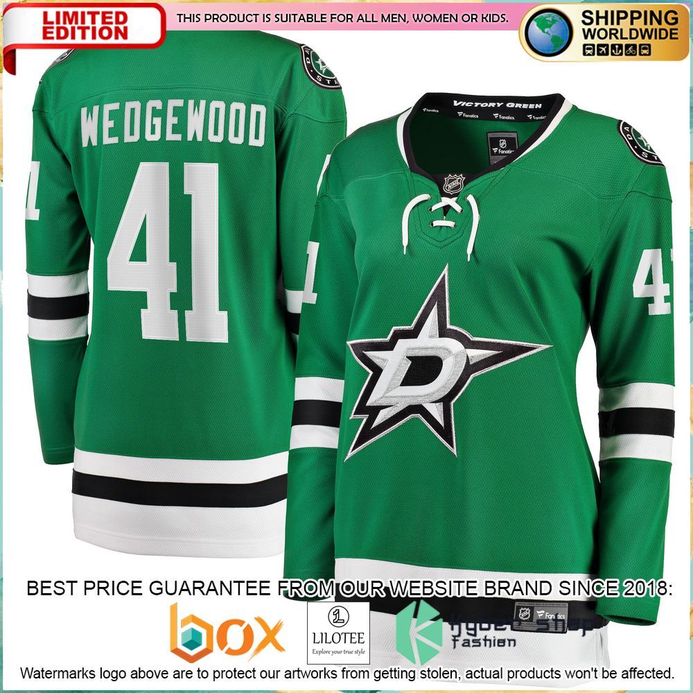 scott wedgewood dallas stars womens kelly green hockey jersey 1 557