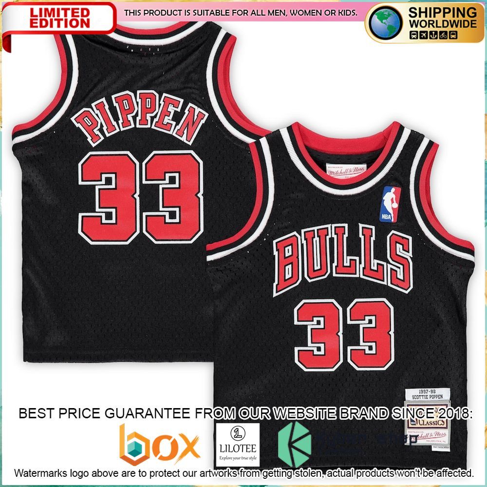 scottie pippen chicago bulls mitchell ness infant retired black basketball jersey 1 684
