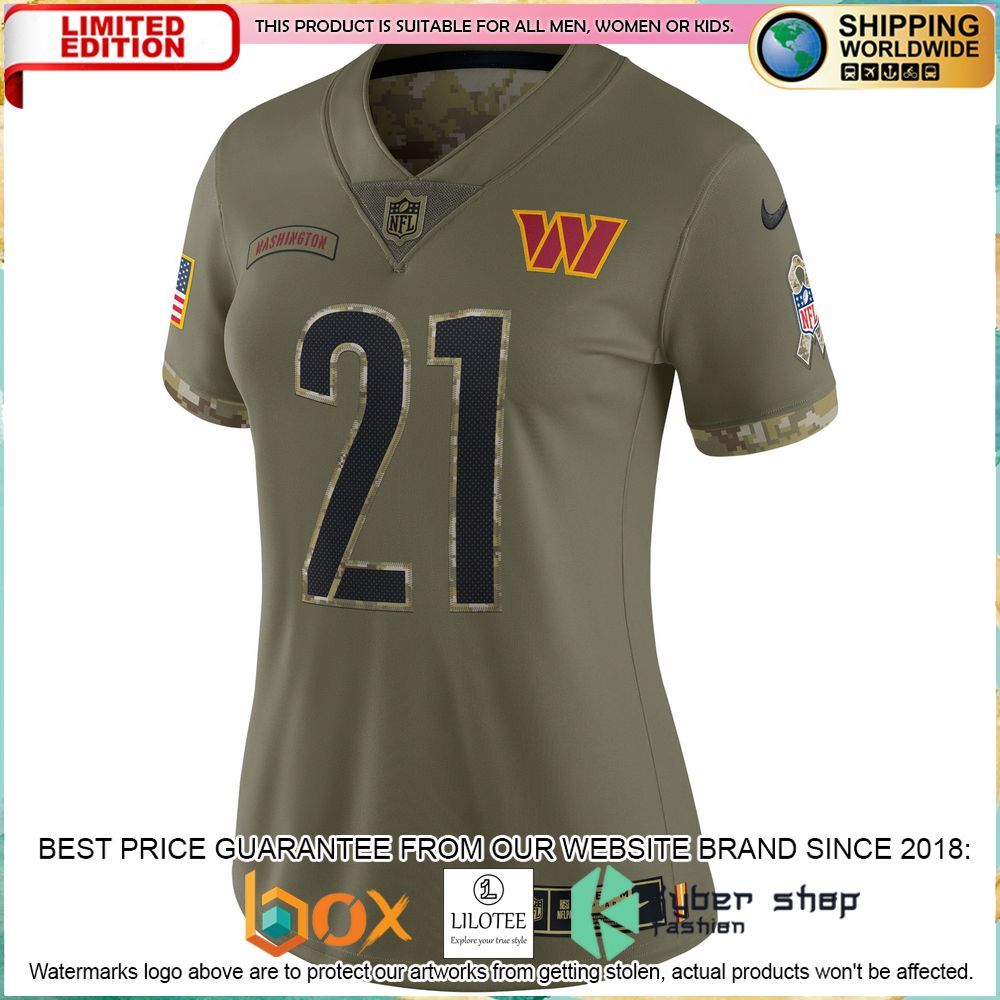 sean taylor washington commanders nike womens 2022 salute to service retired olive football jersey 2 518