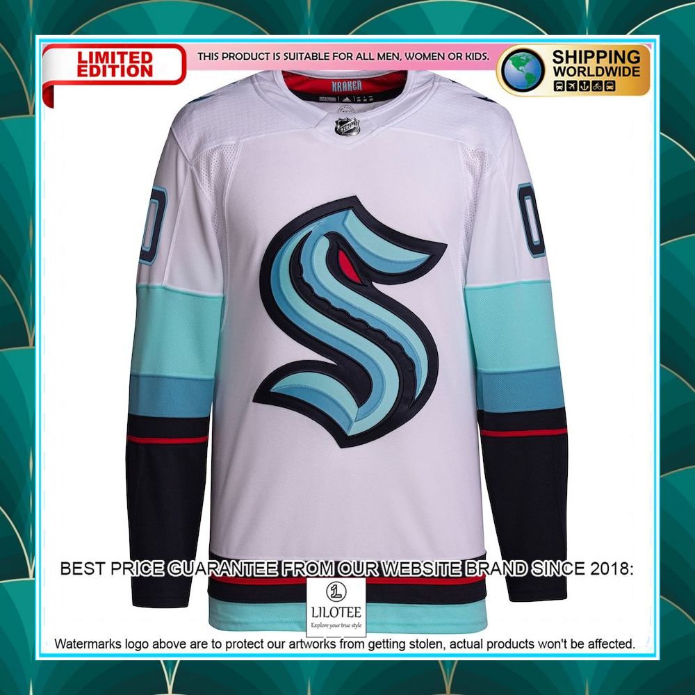 seattle kraken adidas away primegreen custom white hockey jersey 2 982