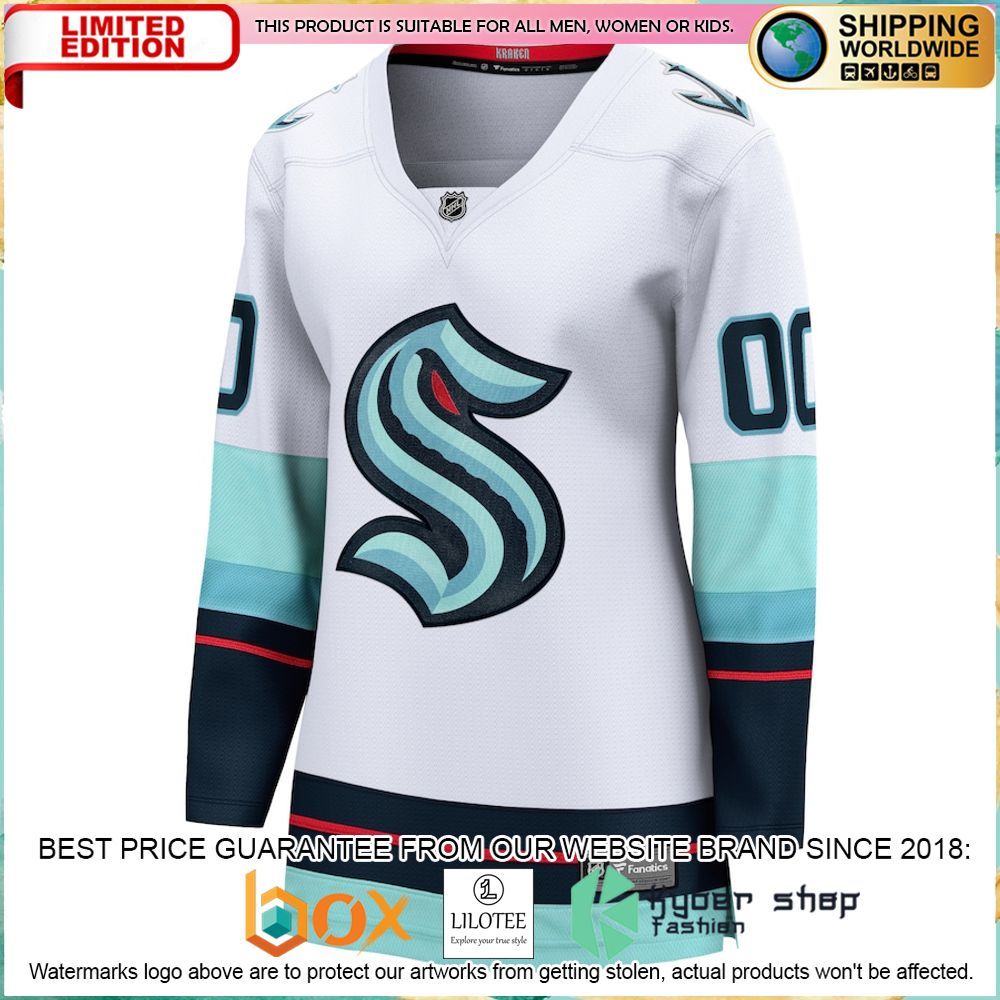 seattle kraken fanatics branded womens away custom white hockey jersey 2 370