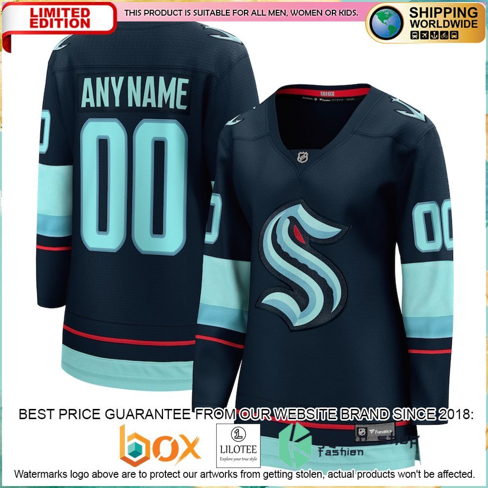 seattle kraken fanatics branded womens home custom navy hockey jersey 1 773