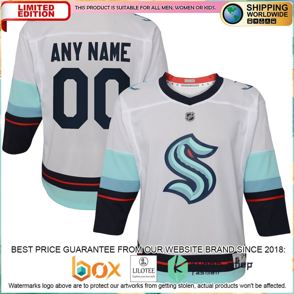 seattle kraken toddler away replica custom white hockey jersey 1 819