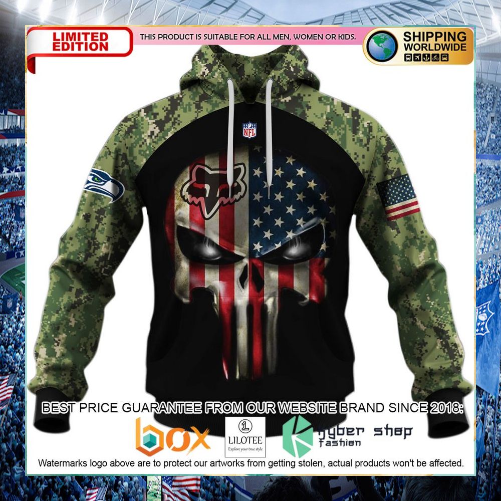 seattle seahawks army camouflage american flag punisher skull hoodie shirt 1 798