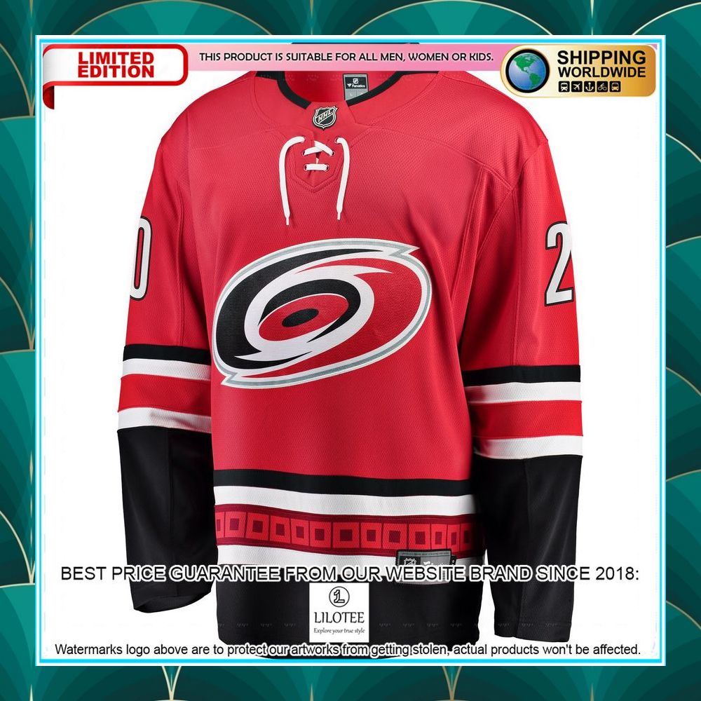sebastian aho carolina hurricanes premier red hockey jersey 2 404