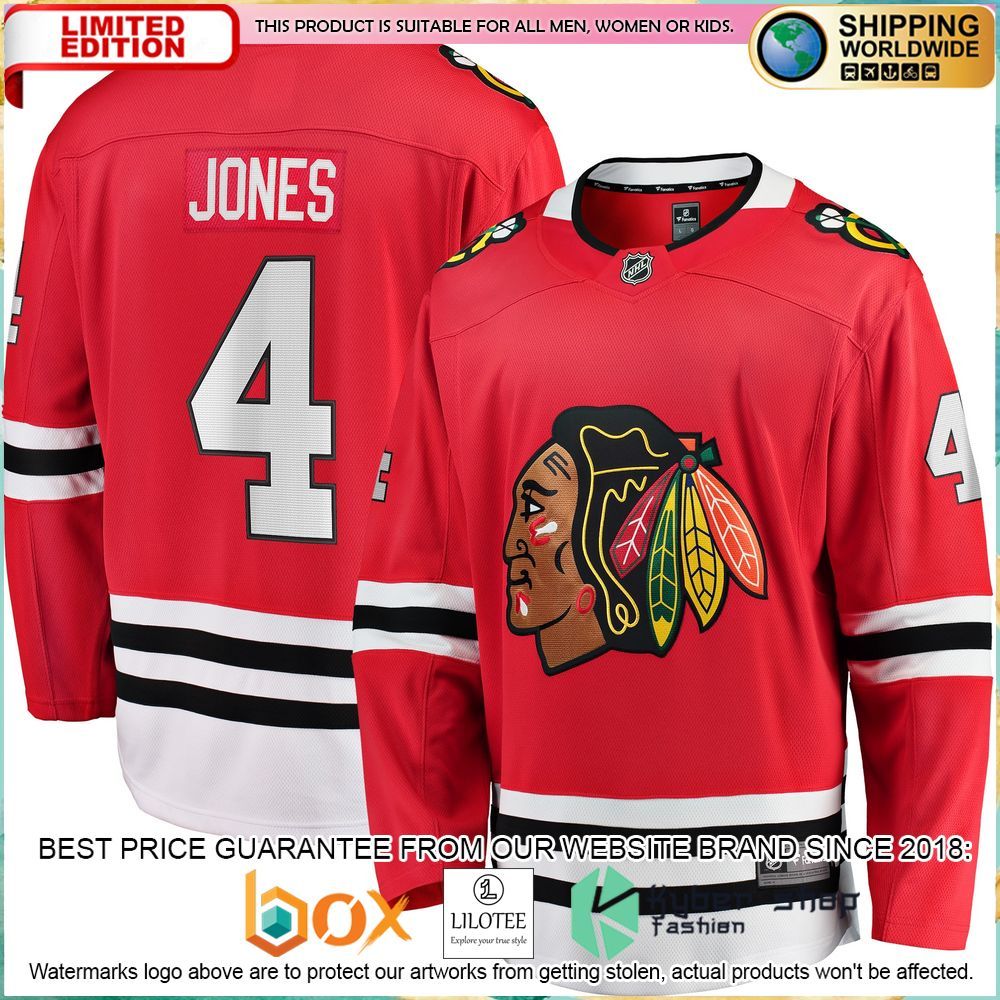 seth jones chicago blackhawks red hockey jersey 1 538