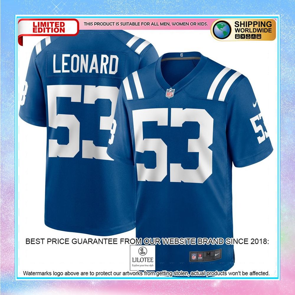 shaquille leonard indianapolis colts royal football jersey 1 302