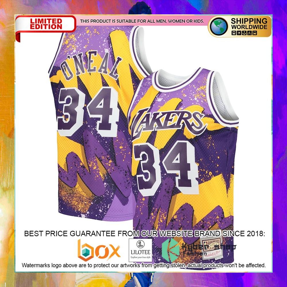shaquille oneal los angeles lakers 1996 97 purple basketball jersey 1 427