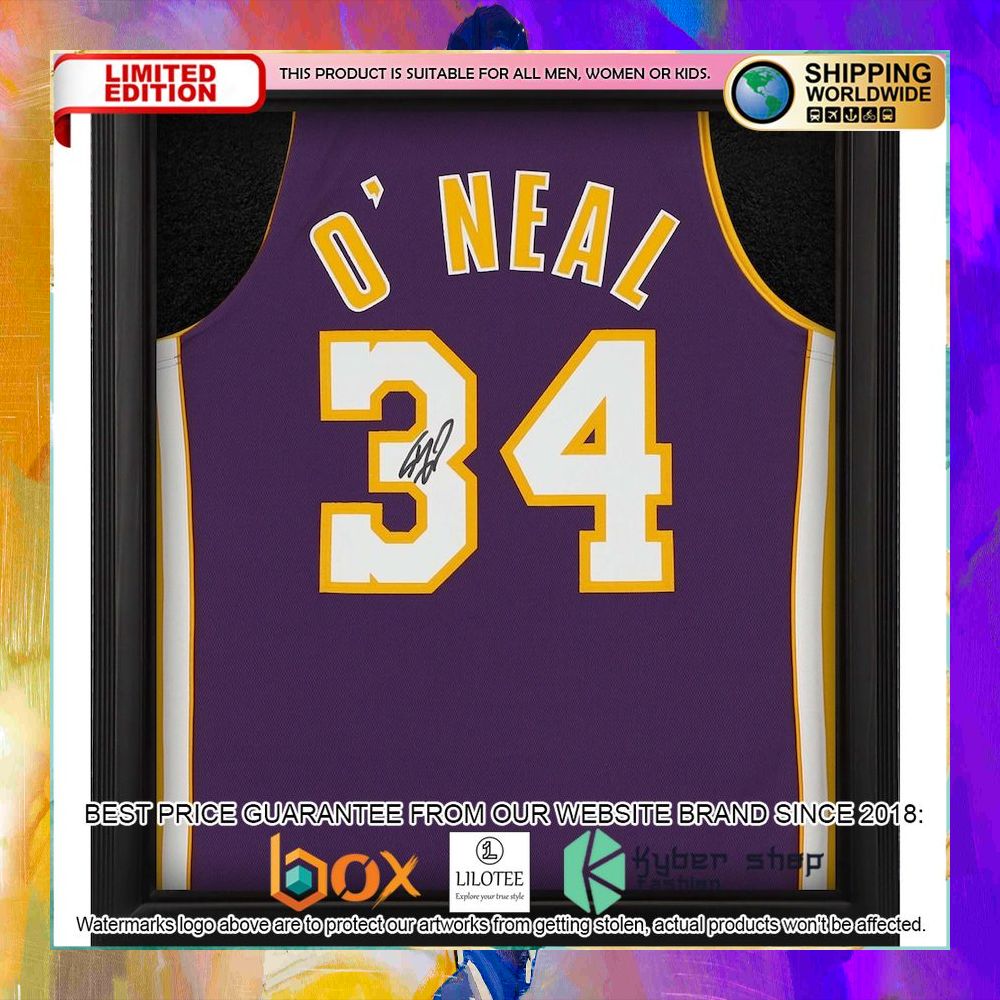 shaquille oneal los angeles lakers framed purple 1999 2000 basketball jersey 1 210