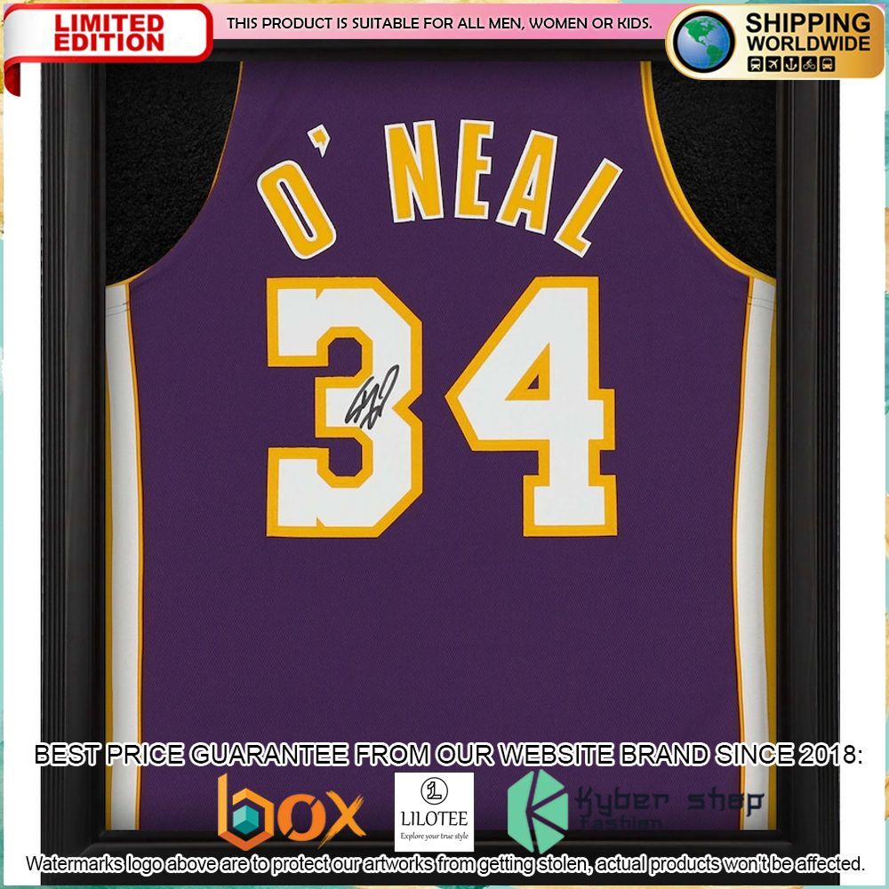 shaquille oneal los angeles lakers framed purple 1999 2000 basketball jersey 1 547