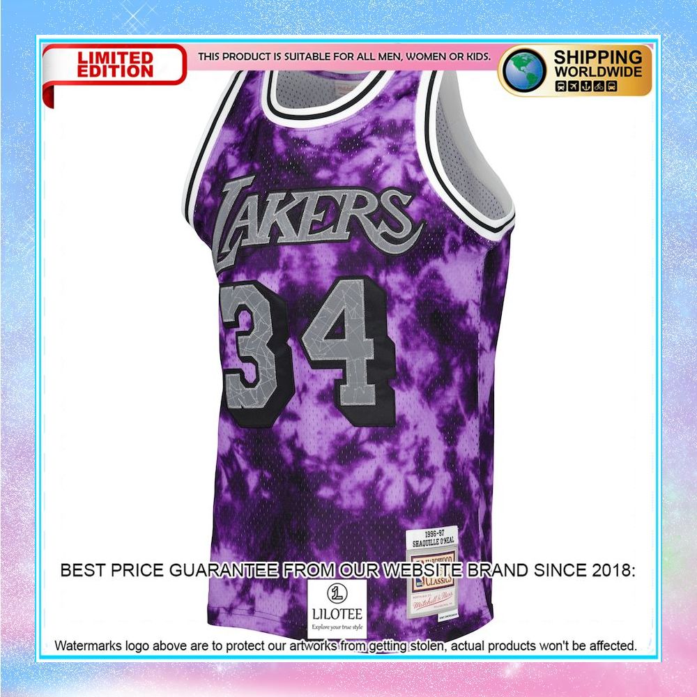 shaquille oneal los angeles lakers mitchell ness 1996 97 galaxy purple basketball jersey 2 72