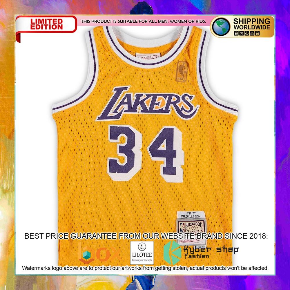 shaquille oneal los angeles lakers preschool 1996 1997 gold basketball jersey 2 801