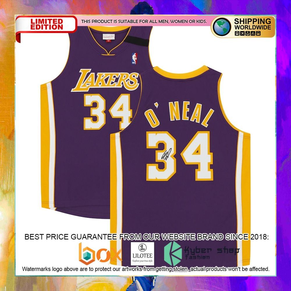 shaquille oneal los angeles lakers purple 1999 basketball jersey 1 473