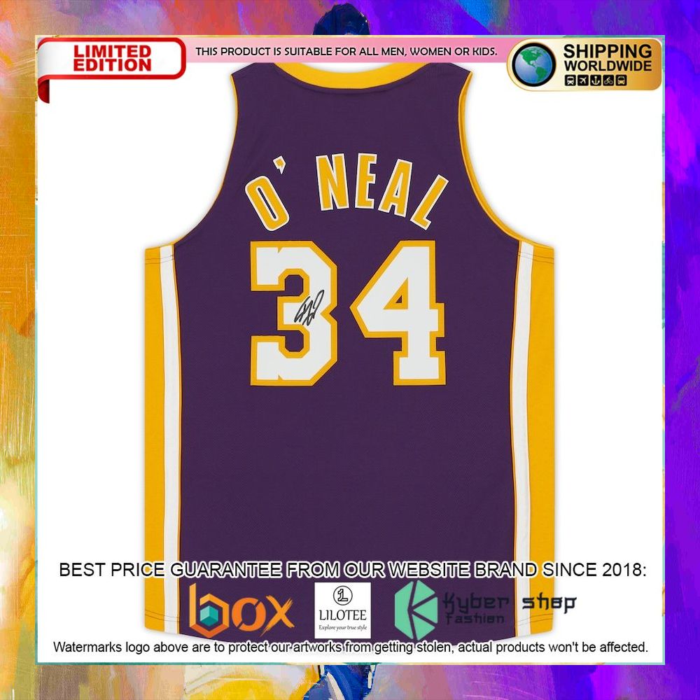 shaquille oneal los angeles lakers purple 1999 basketball jersey 2 263