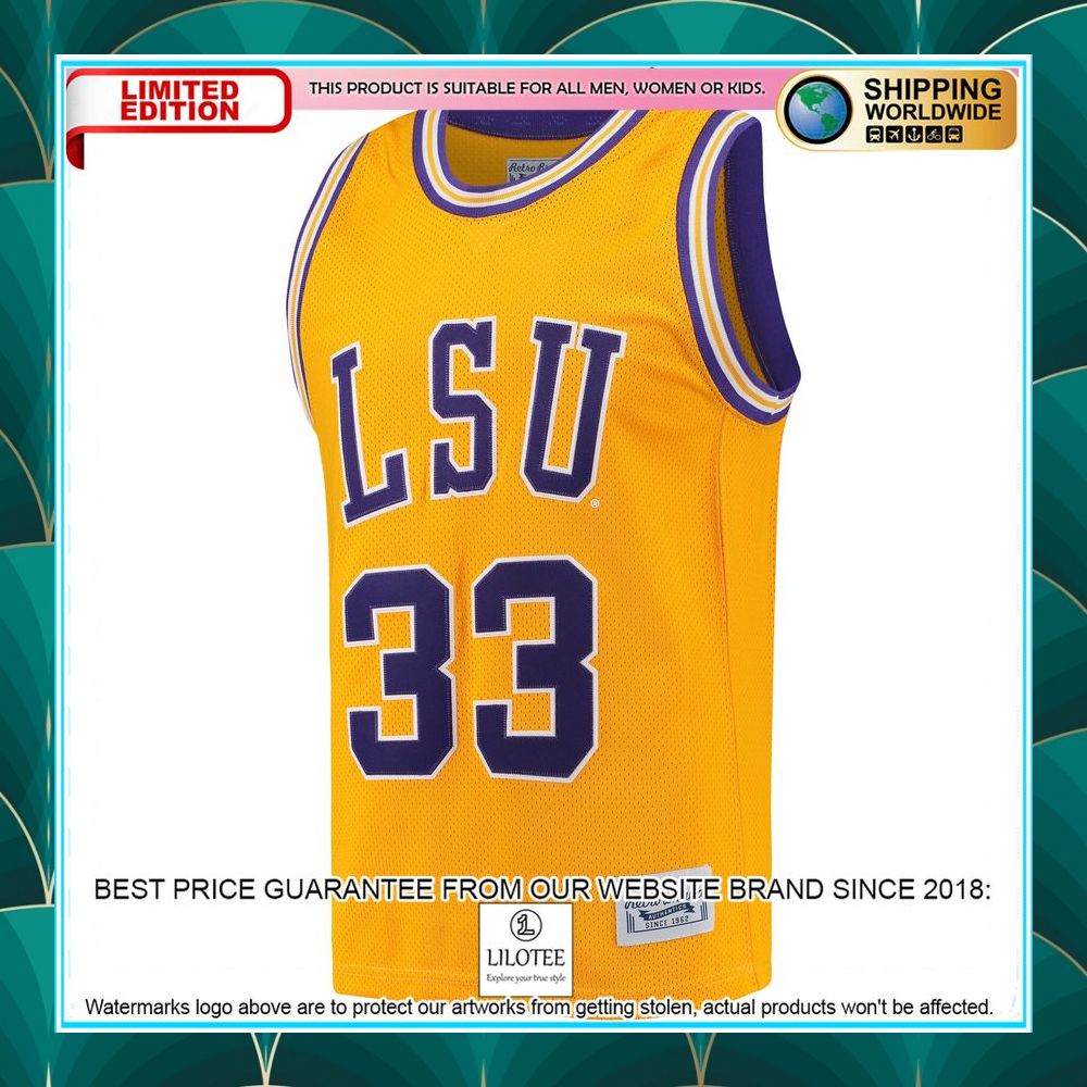 shaquille oneal lsu tigers retro gold basketball jersey 2 978