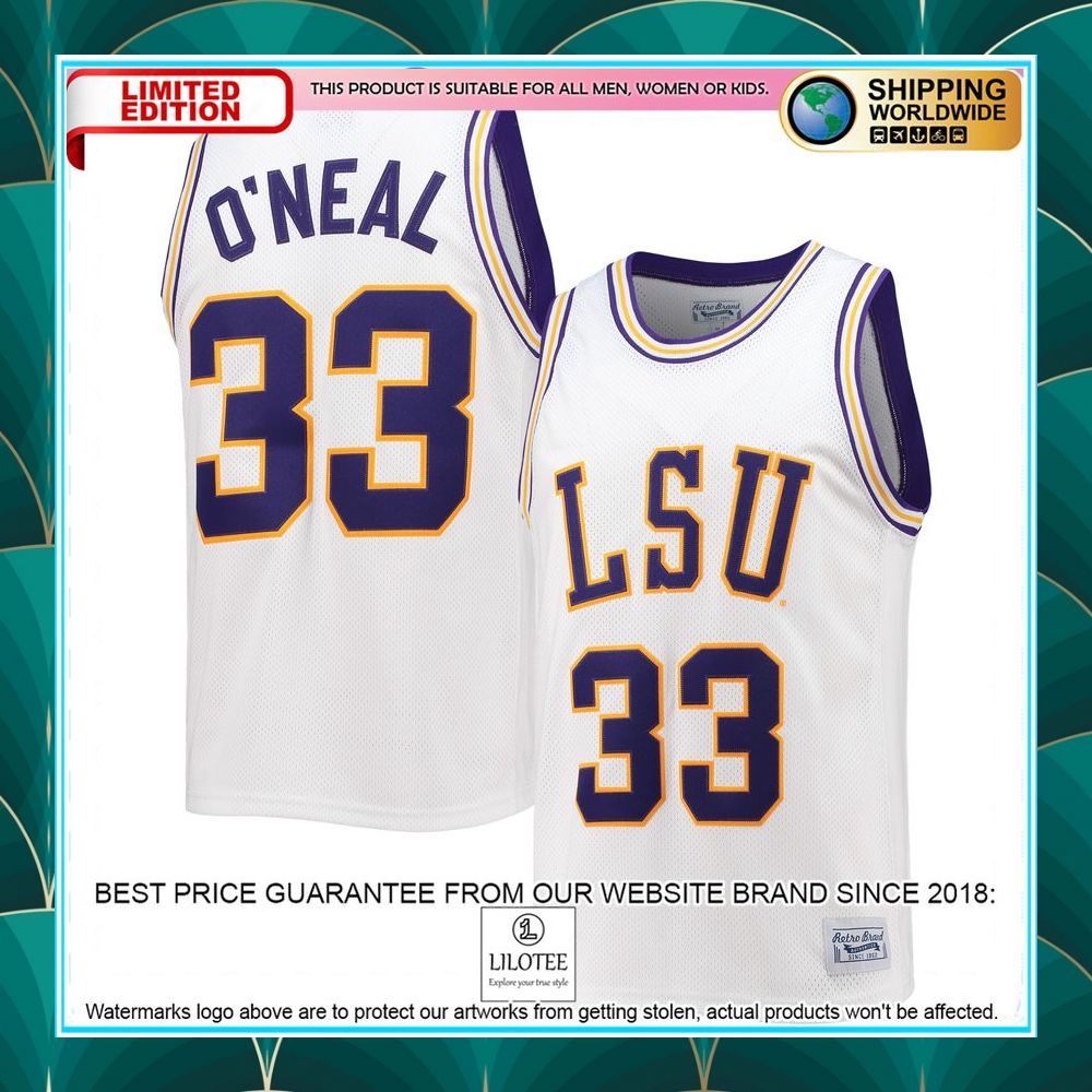shaquille oneal lsu tigers retro gold basketball jersey 5 934