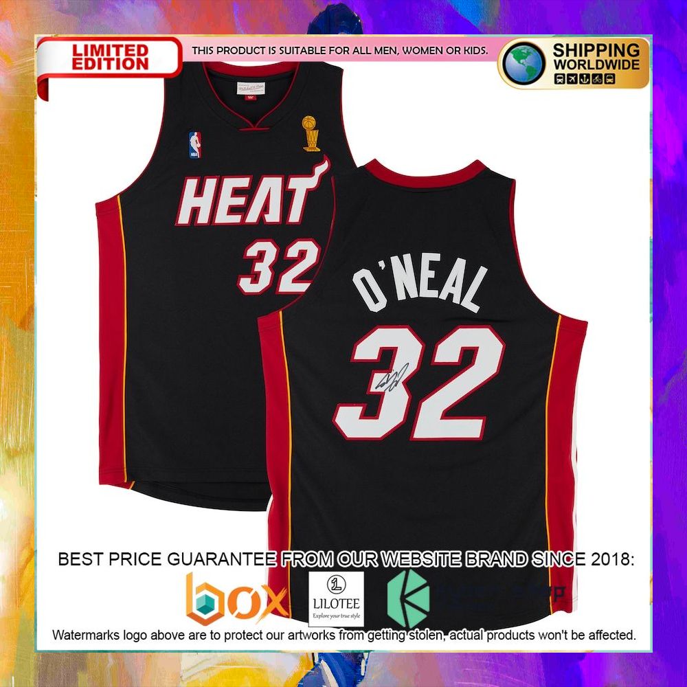 shaquille oneal miami heat with trophy patch 2005 06 basketball jersey 1 278