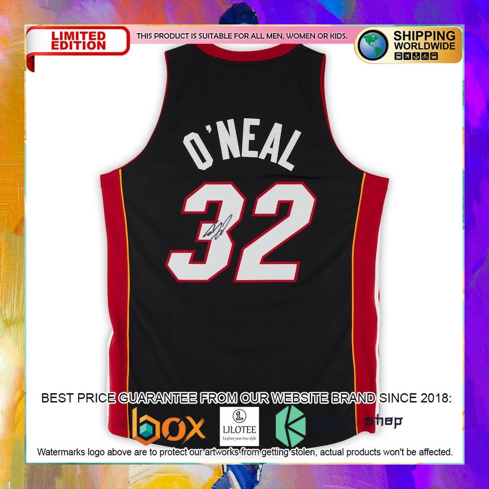shaquille oneal miami heat with trophy patch 2005 06 basketball jersey 2 852