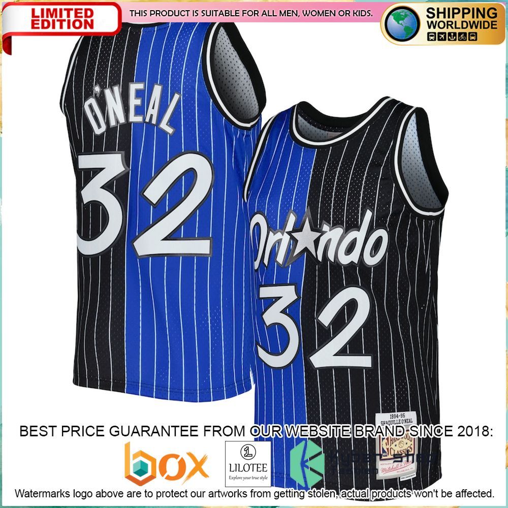 shaquille oneal orlando magic mitchell ness 1994 95 blue black basketball jersey 1 481