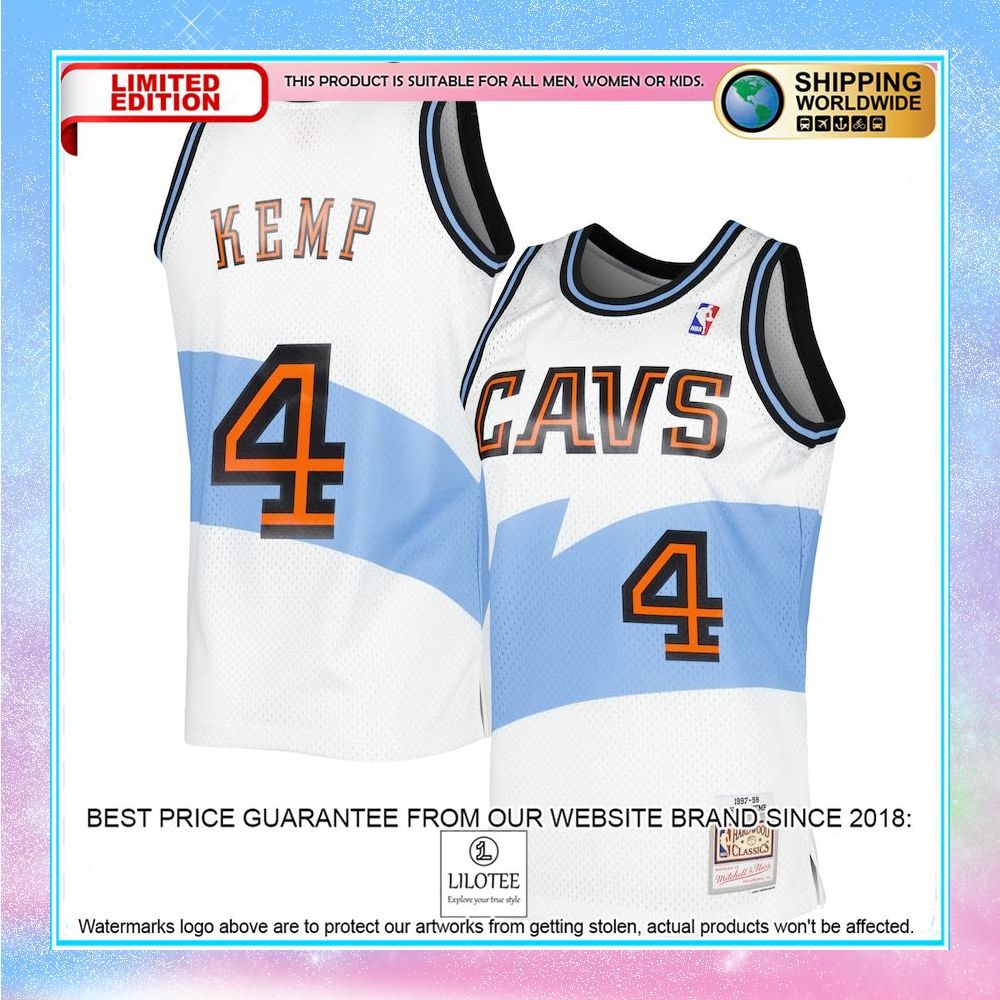 shawn kemp cleveland cavaliers mitchell ness 1997 98 hardwood classics white basketball jersey 1 941