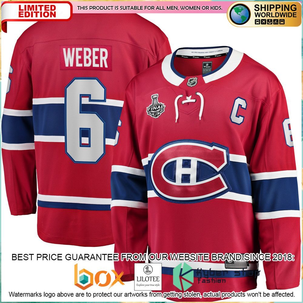 shea weber montreal canadiens home 2021 stanley cup final bound breakaway red hockey jersey 1 669