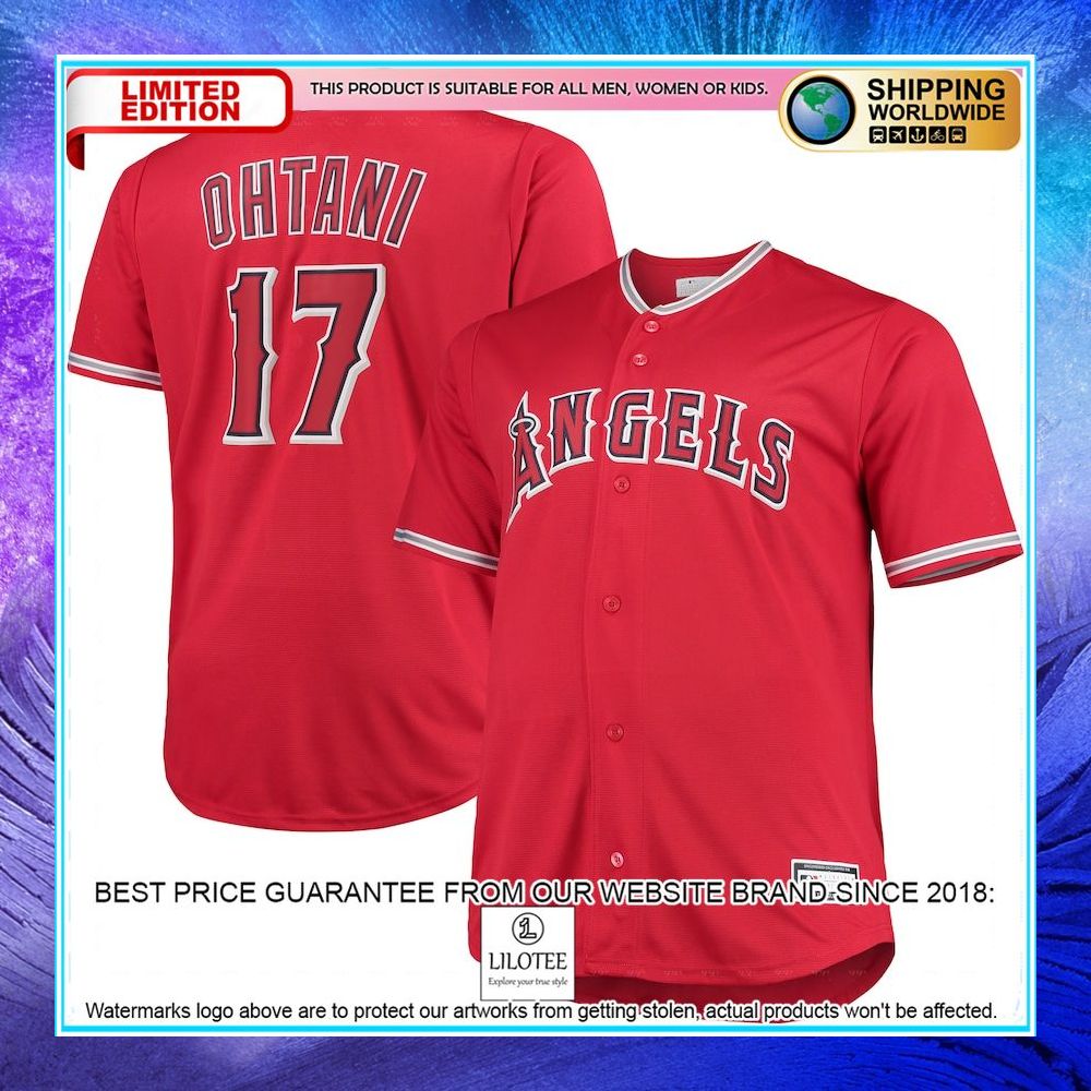 shohei ohtani los angeles angels big and tall player red baseball jersey 1 764
