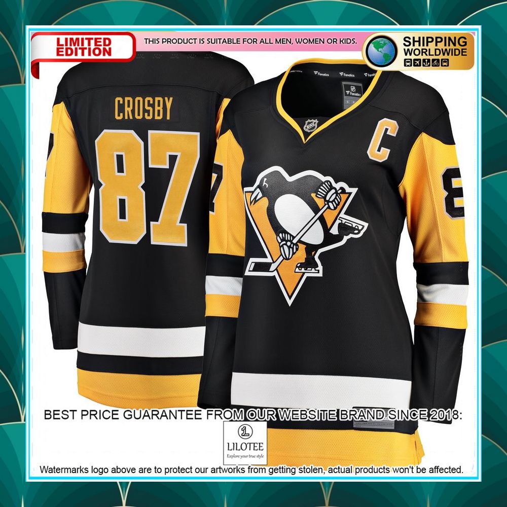 sidney crosby pittsburgh penguins womens home black hockey jersey 1 58