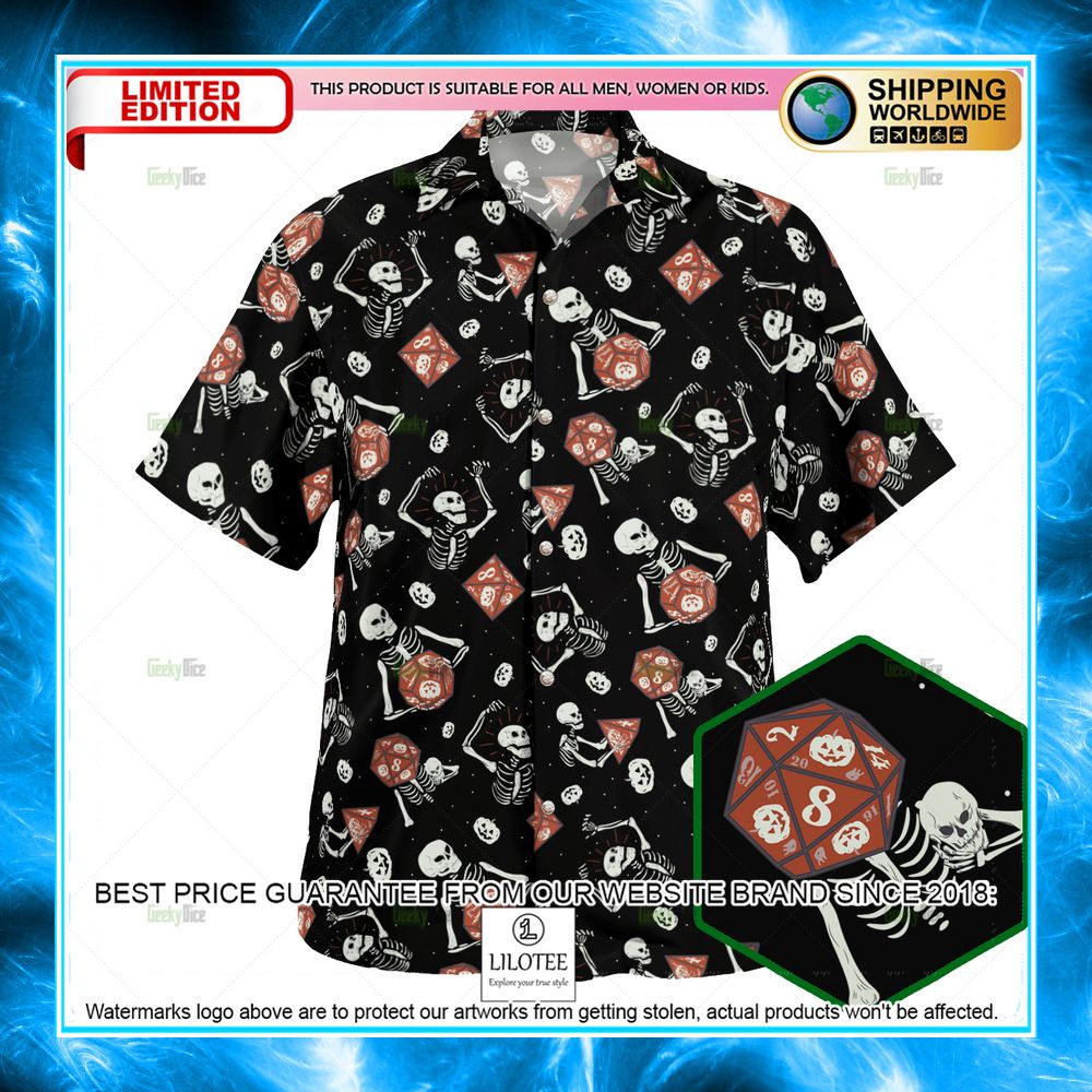 skeleton rolling dice hawaiian shirt 1 811