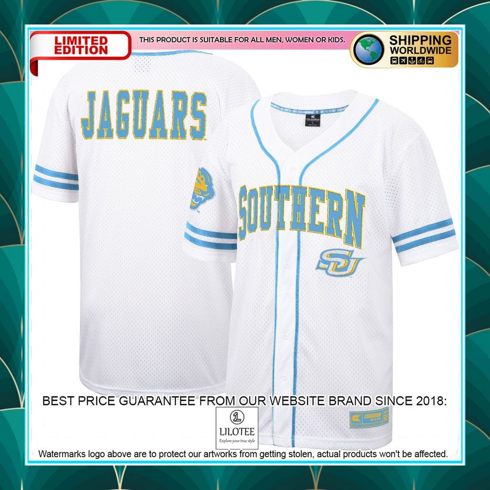 southern university jaguars white baseball jersey 1 613