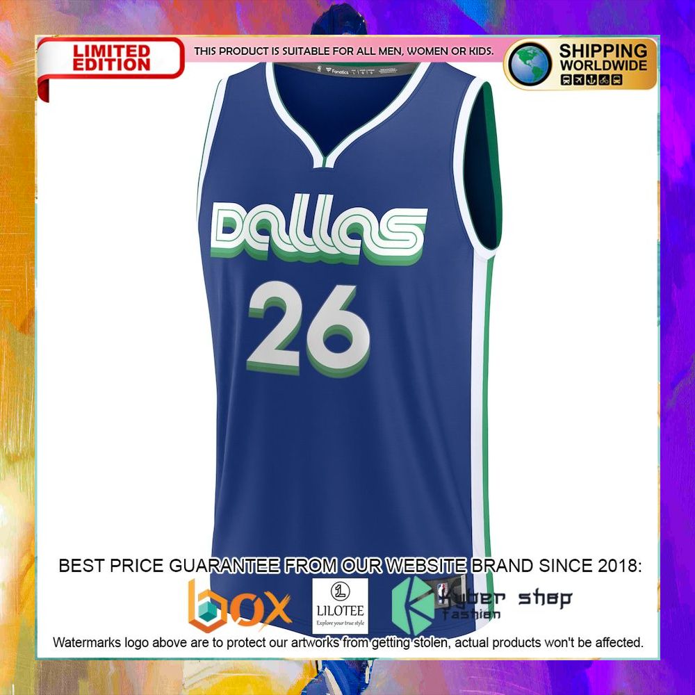 spencer dinwiddie dallas mavericks 2022 23 blue basketball jersey 1 661