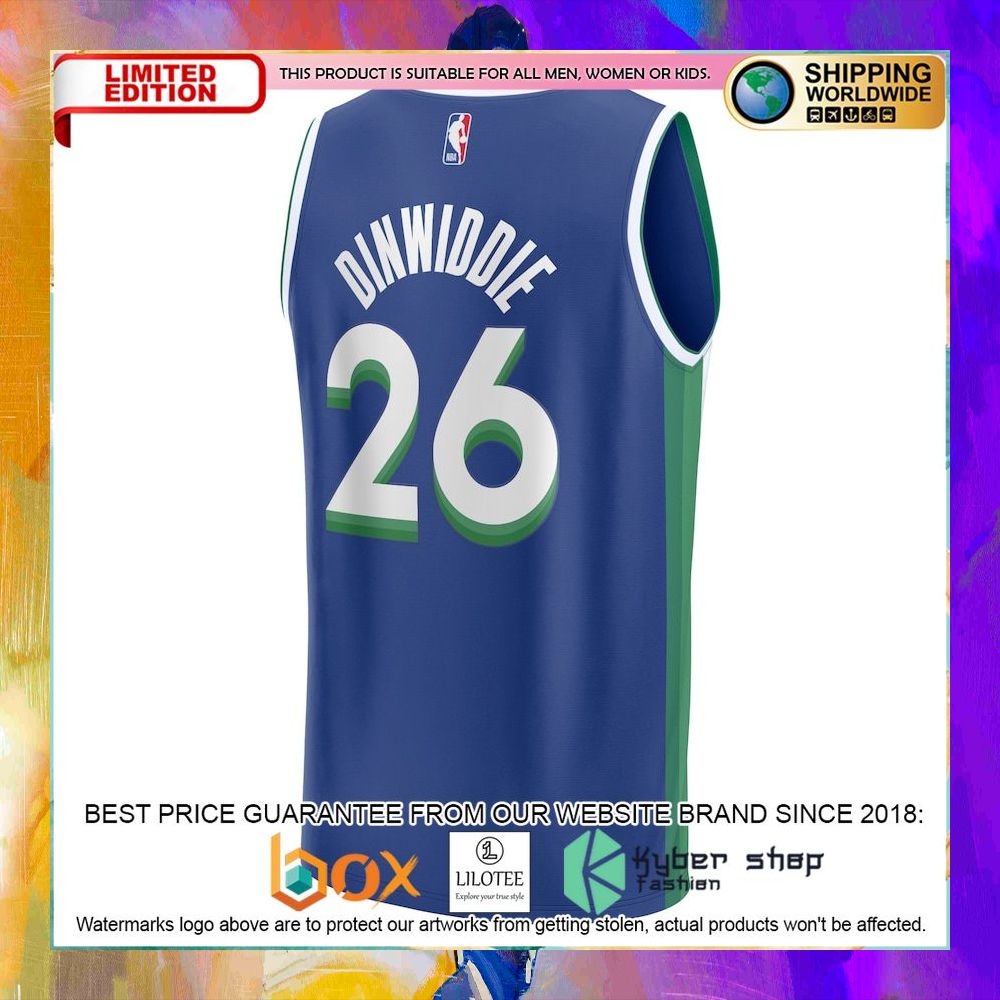 spencer dinwiddie dallas mavericks 2022 23 blue basketball jersey 2 436