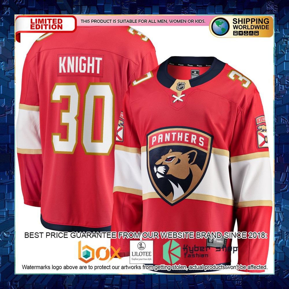 spencer knight florida panthers 2017 18 replica red hockey jersey 1 765