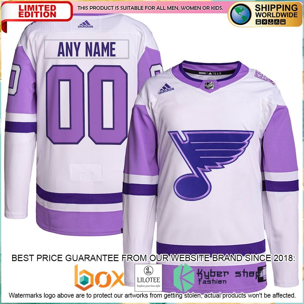 st louis blues adidas fights cancer custom white purple hockey jersey 1 679