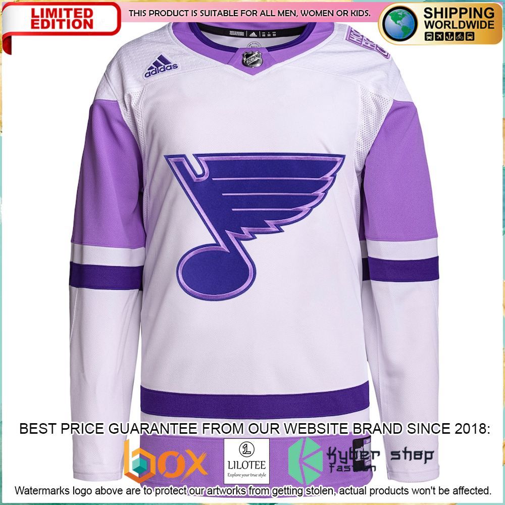 st louis blues adidas fights cancer custom white purple hockey jersey 2 821