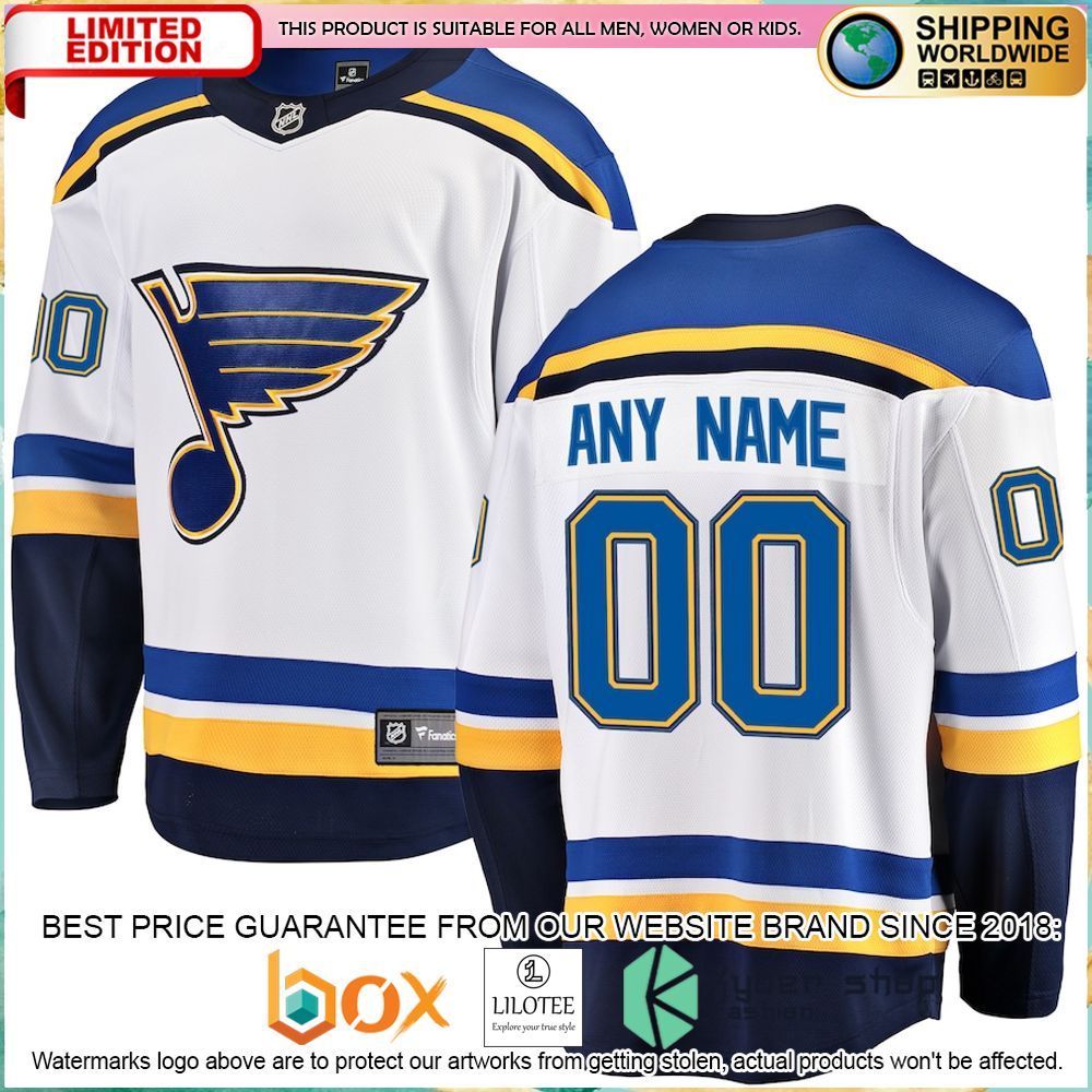 st louis blues fanatics branded away custom white hockey jersey 1 655