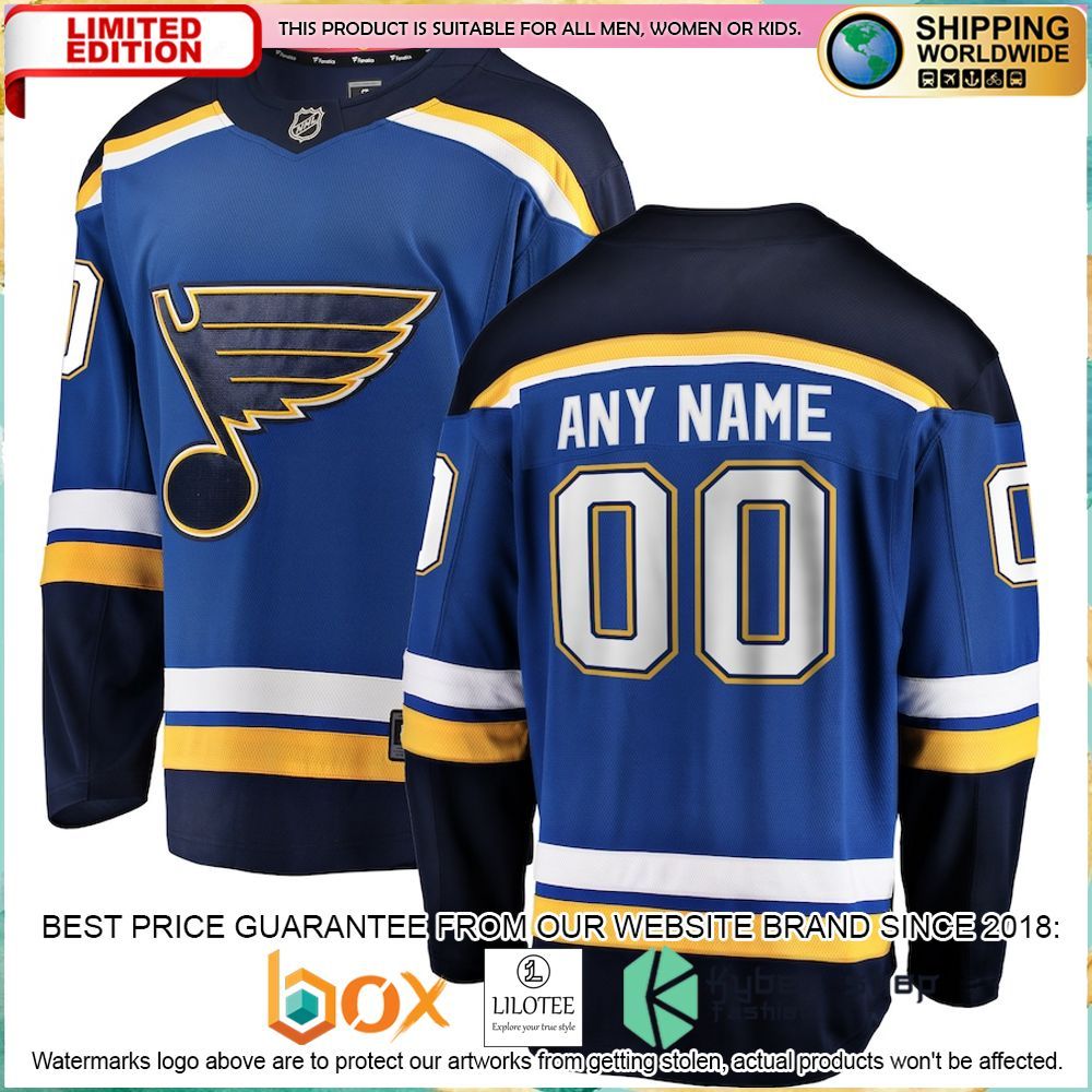 st louis blues fanatics branded home custom blue hockey jersey 1 734