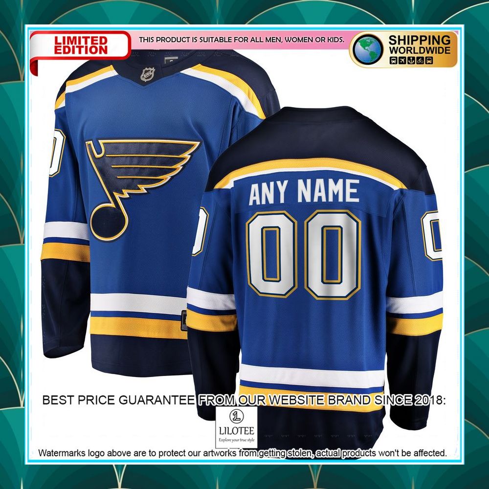 st louis blues home custom blue hockey jersey 1 405