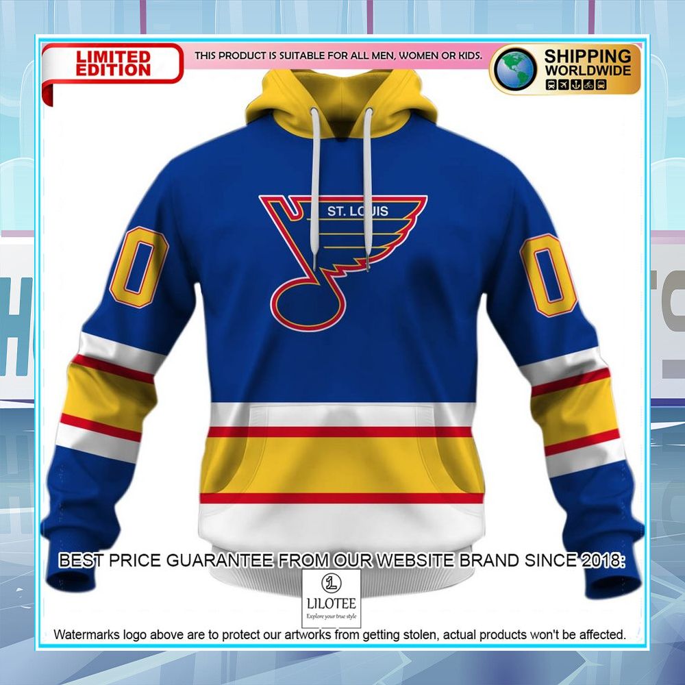 st louis blues throwback vintage nhl hockey home custom shirt hoodie 1 834