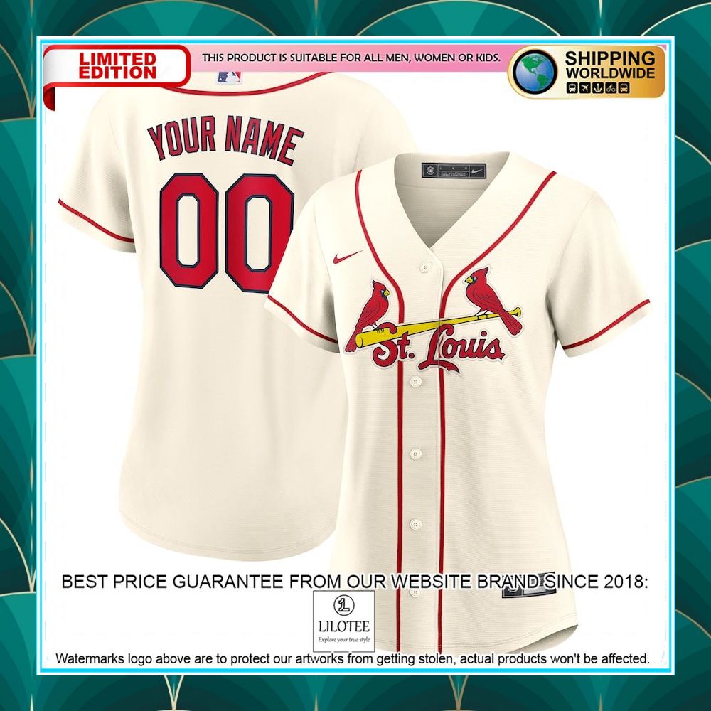 st louis cardinals nike womens alternate custom cream baseball jersey 1 64
