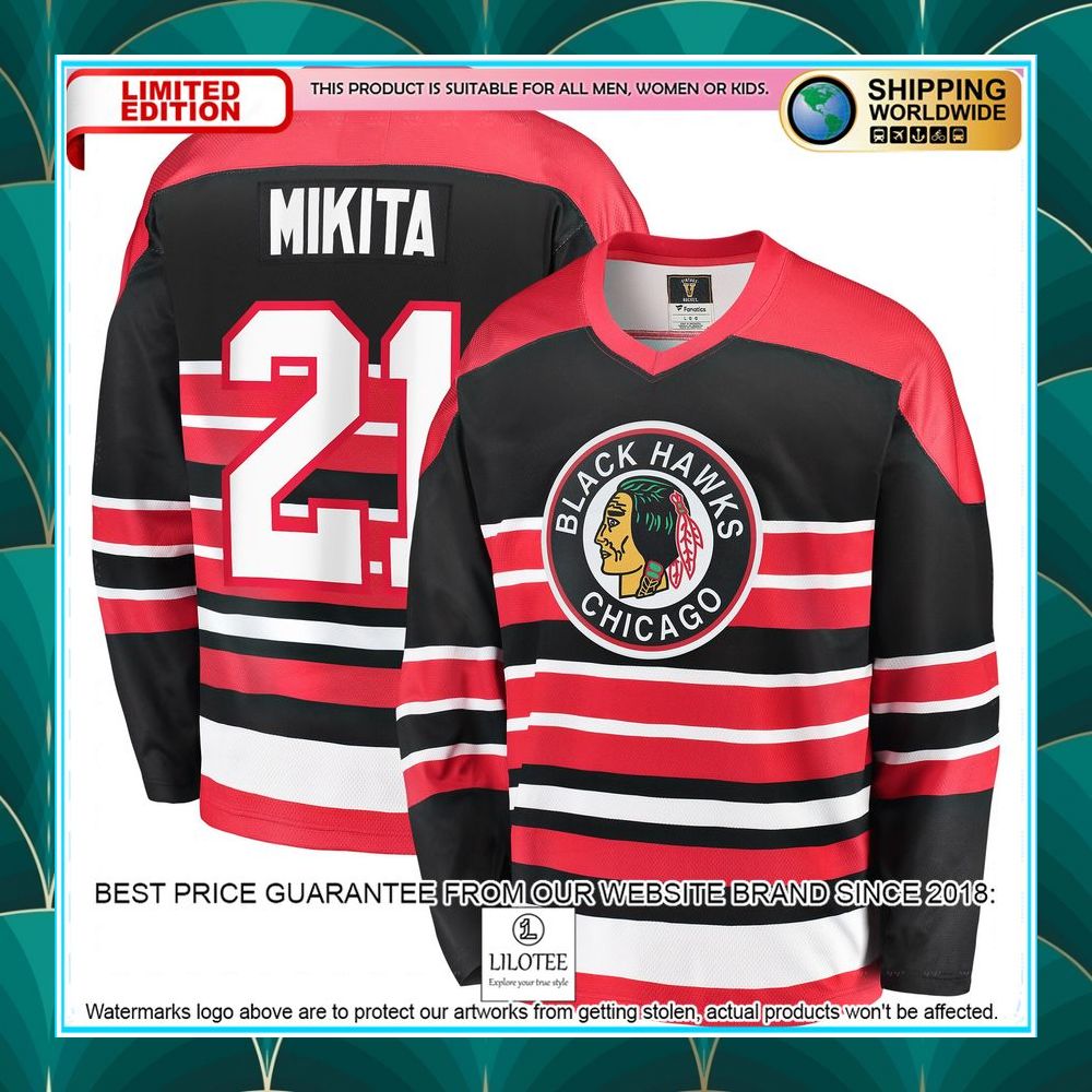stan mikita chicago blackhawks premier retired red hockey jersey 1 599