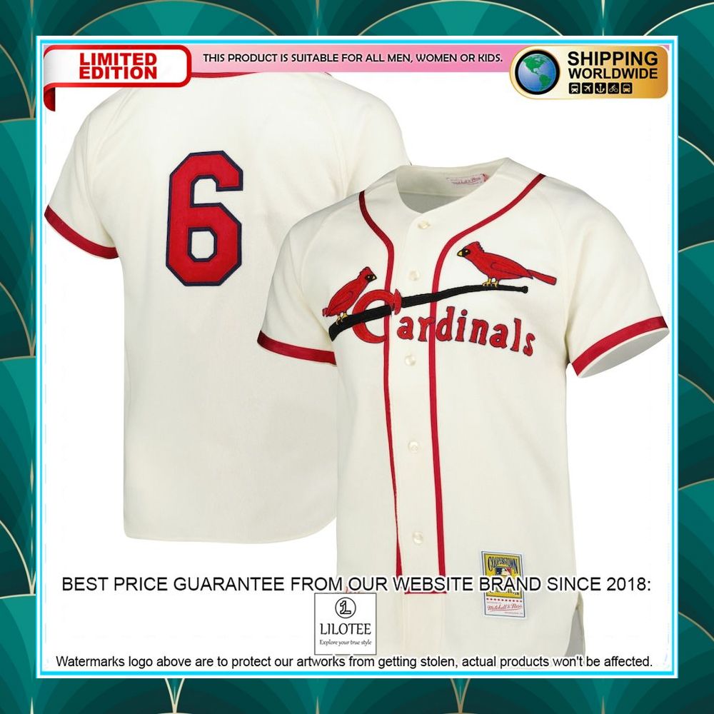 stan musial st louis cardinals mitchell ness 1944 cooperstown collection cream baseball jersey 1 561