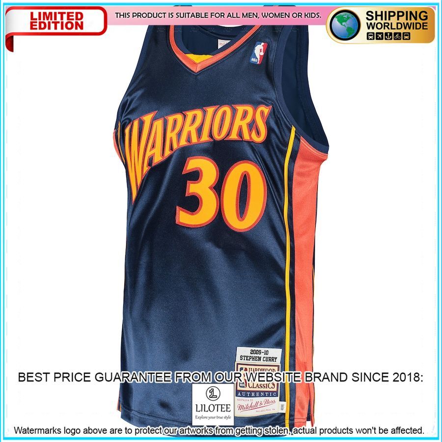 stephen curry golden state warriors mitchell ness 2009 hardwood classics authentic navy basketball jersey 2 985