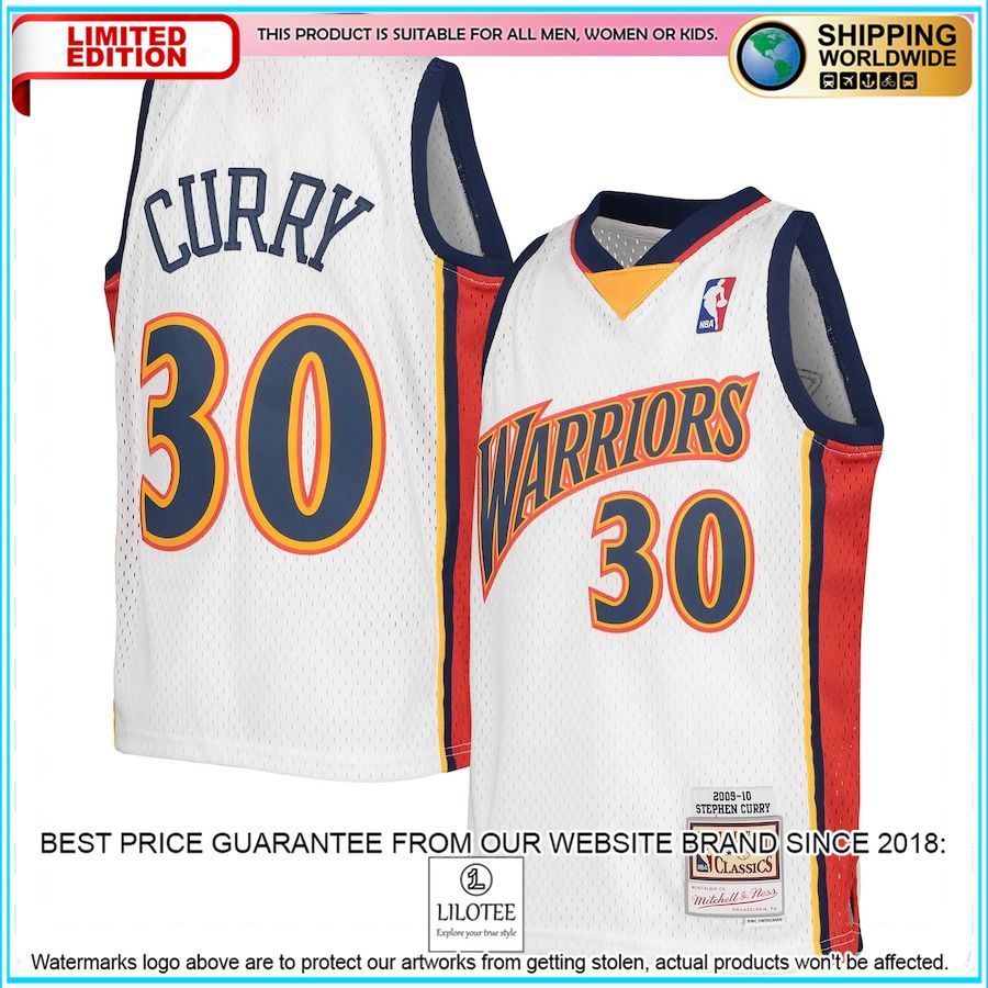 stephen curry golden state warriors mitchell ness youth 2009 10 hardwood classics white basketball jersey 1 220