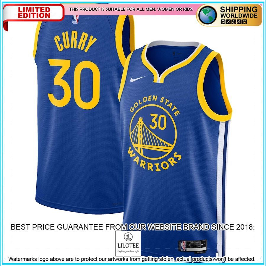 stephen curry golden state warriors nike 2022 23 royal basketball jersey 1 613