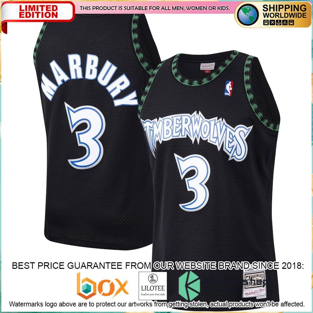 stephon marbury minnesota timberwolves mitchell ness 1997 98 black basketball jersey 1 457