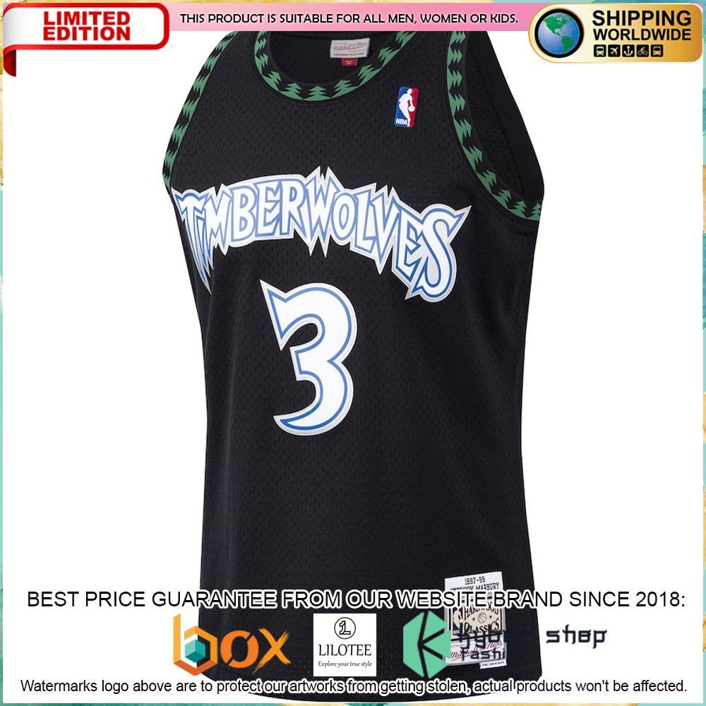 stephon marbury minnesota timberwolves mitchell ness 1997 98 black basketball jersey 2 574